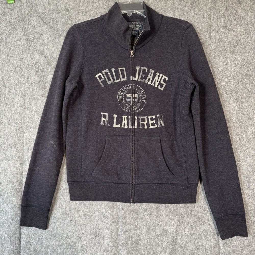 Polo‎ Jeans Ralph Lauren Sweatshirt Jacket Mens Medium Y2K Preppy Mock Zip Up